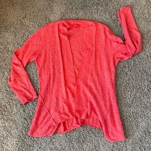 Eileen Fisher Linen Cotton Melon Pink Open Cardigan Sweater sz M